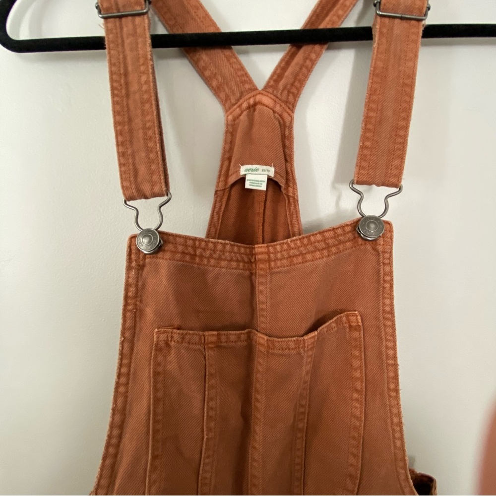 aerie Rust Orange Denim Overalls